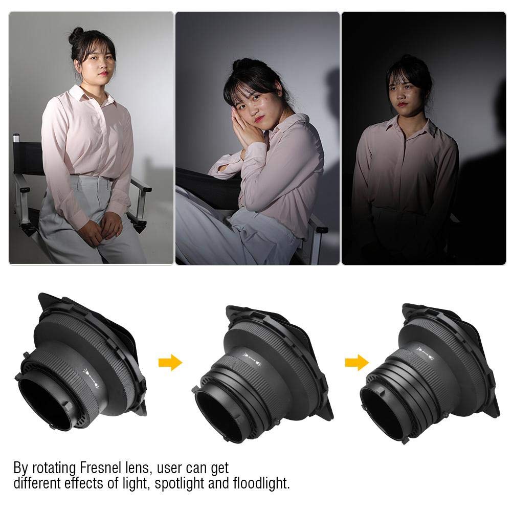 Luz de fotografía VBESTLIFE, Foco de Lente Fresnel Ajustable para luz de Flash de Estudio para Bowens Mount Studio Foco de fotografía de 7 pupara LGadas Luz de Enfoque de Trama de 16,8 cm