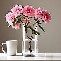 Vista 3 de CYS Excel Jarrón cilíndrico de vidrio transparente (H: 9 "D:4") Florero Centro de mesa Candelero flotante huracán