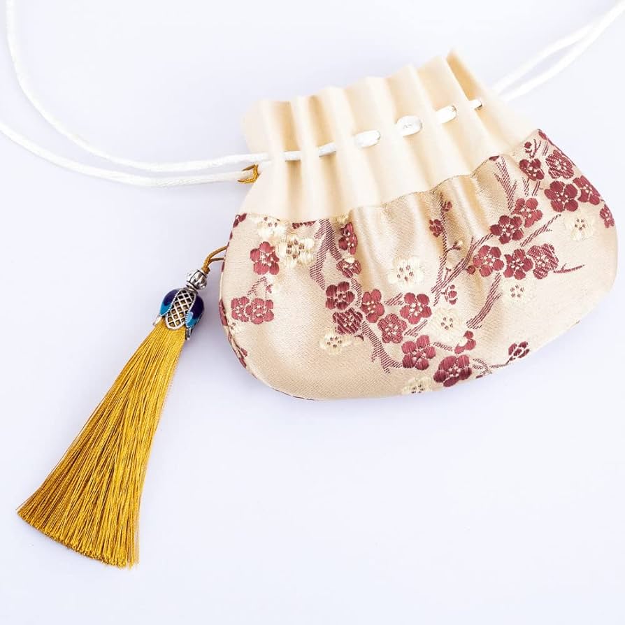 Amazon.co.jp: 巾着袋4個中国のサシェバッグ コインバッグ 梅の