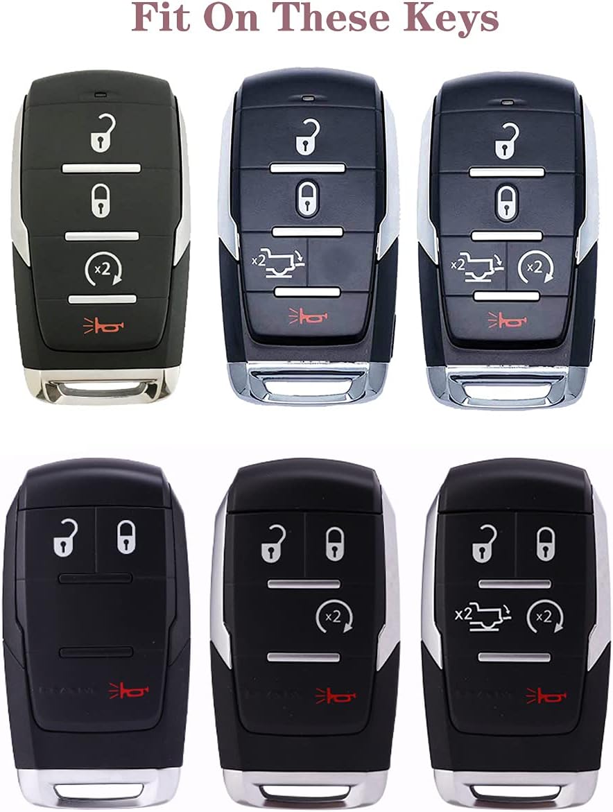 Horande Full TPU Protector Key Fob Cover Case fit for 2019-2022 Dodge Ram 1500 3500 5B Rubber Keyless Entry Key Fob OHT-4882056 (Pink)