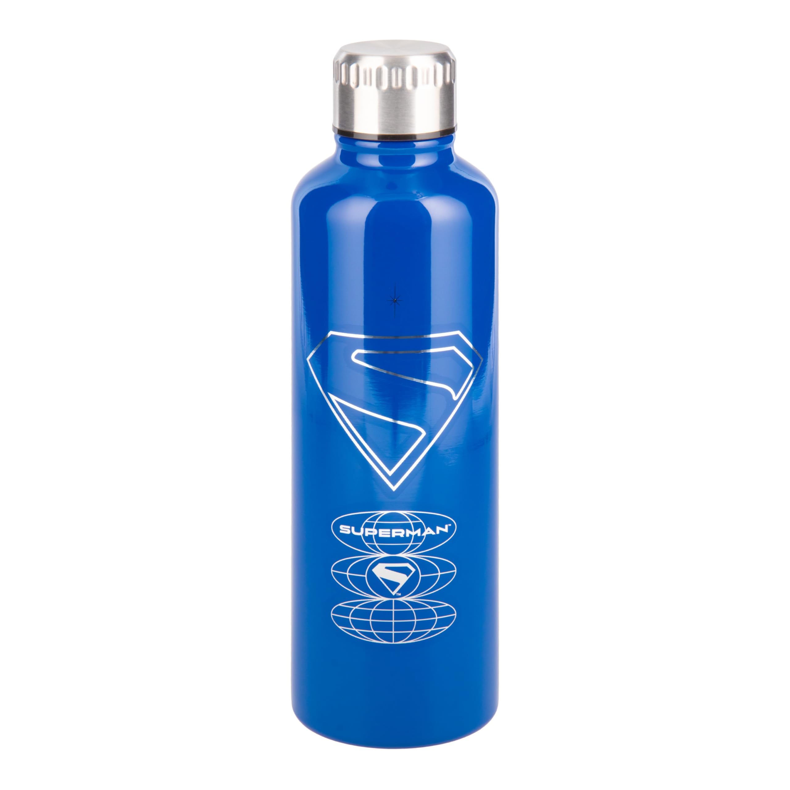 Paladone Superman Metal Water Bottle - Officially Licensed DC Product | 500ml Stainless Steel Bottle • Keeps Drinks Hot Or Cold Longer • Secure Screw-Top Lid Design