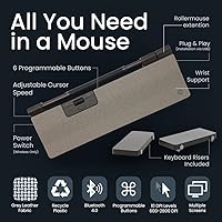 Vista 4 de Contour Design Roller Mouse Pro - Mouse ergonómico inalámbrico para computadora portátil y de escritorio con botones programables, diseño extendido