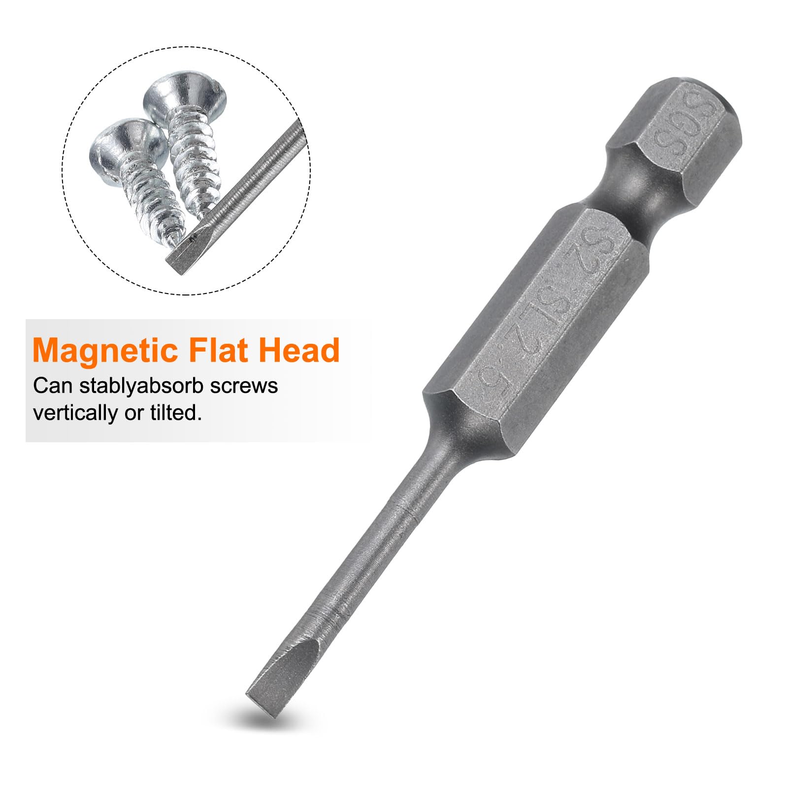 メンディ　905555 HARFINGTON 10pcs SL2.5 Magnetic Slotted Screwdriver Bits 2.5mm S2