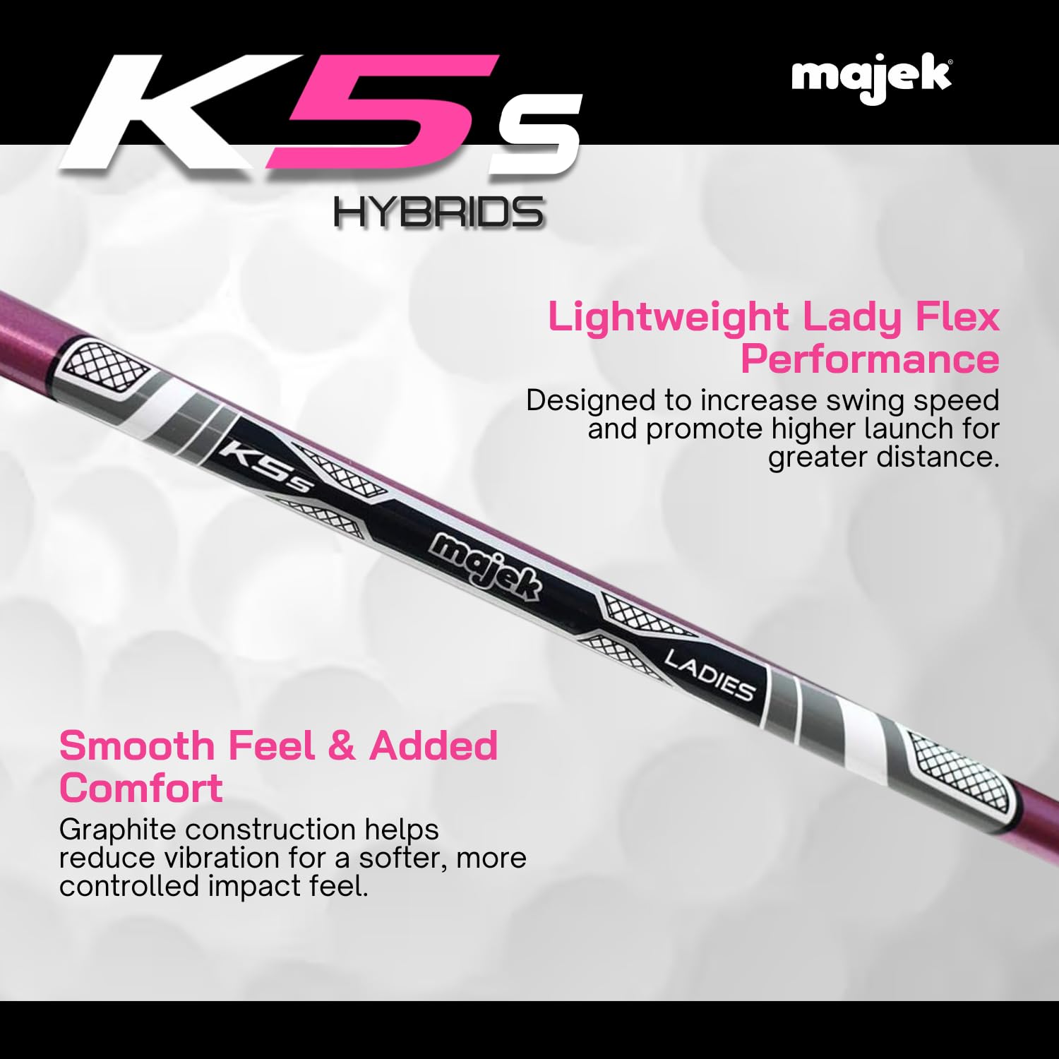 Majek Pink Senior Damen Golf-Hybriden Eisen Set New Senior Women Best All True Hybrid Ultra Light Weight Forgiving Fuchsia Woman Komplettpaket beinhaltet 4 5 6 7 8 9 PW SW All Lady Flex Utility Clubs