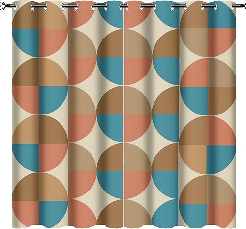 Miniatura 9 de Europen - Cortinas opacas modernas de mediados de siglo, fondo abstracto, estampado de diamantes coloridos de mediados de siglo, tratamiento de