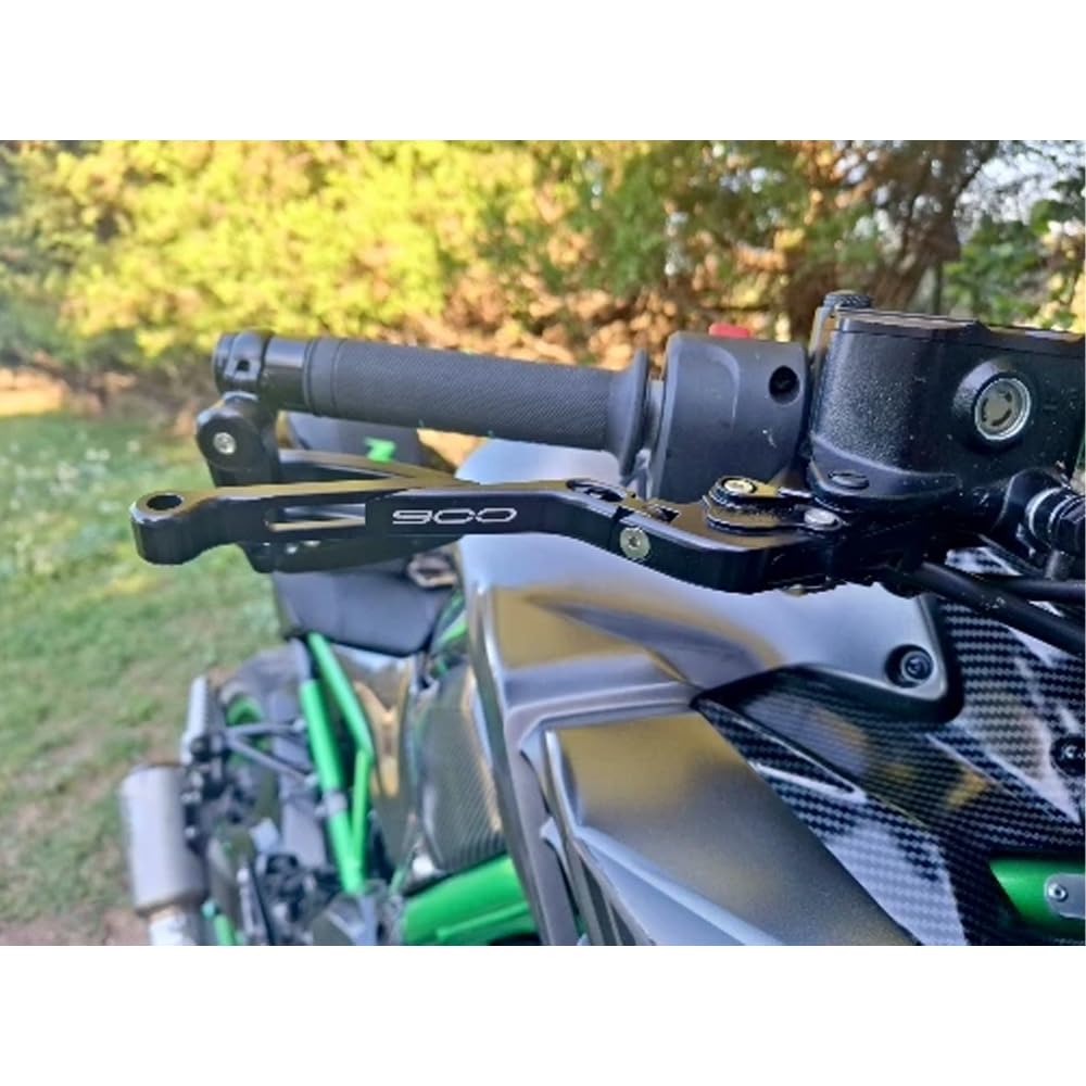 Compatibilità con Z900 Z 900 2025 Manello regolabile CNC della motocicletta Levera freno Levera frizione Z900 Manello pieghevole estendibile (pieno nero)