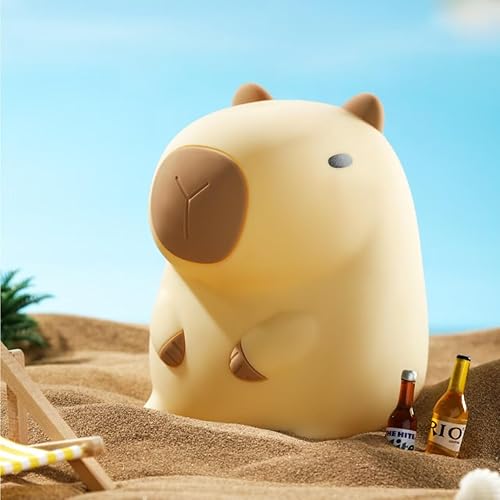 ATSUI Bonita luz nocturna Capybara, lámpara LED blanda de animales, silicona de grado alimenticio, 2 niveles regulables, luz nocturna para lactancia