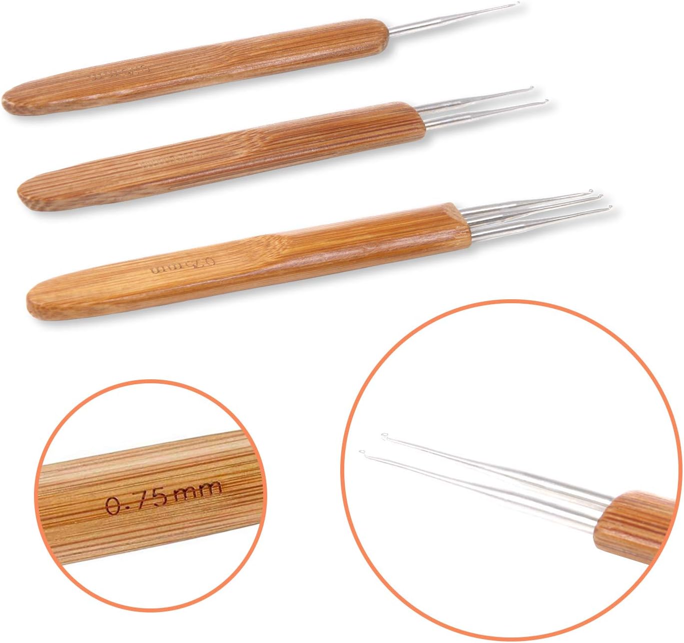 AUGSUN Dreadlock Crochet Hook Tool,Braid Hair Dreadlocks Needle Weaving Crochet for Braid Craft (0.75mm)