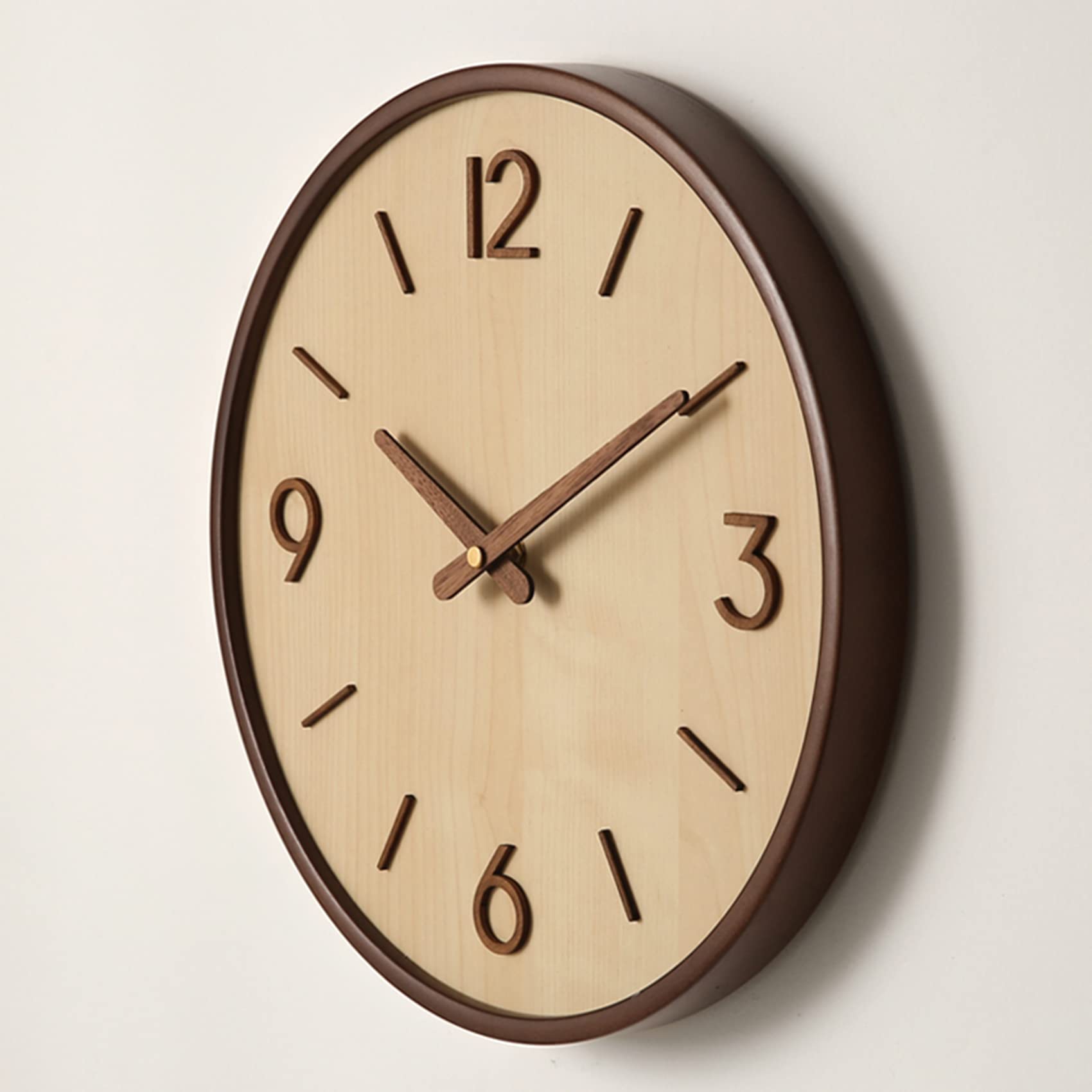 天然ラバーウッド無垢材掛け時計 静音連続秒針 アナログ 天然ラバーウッド無垢材掛け時計 静音連続秒針 アナログ