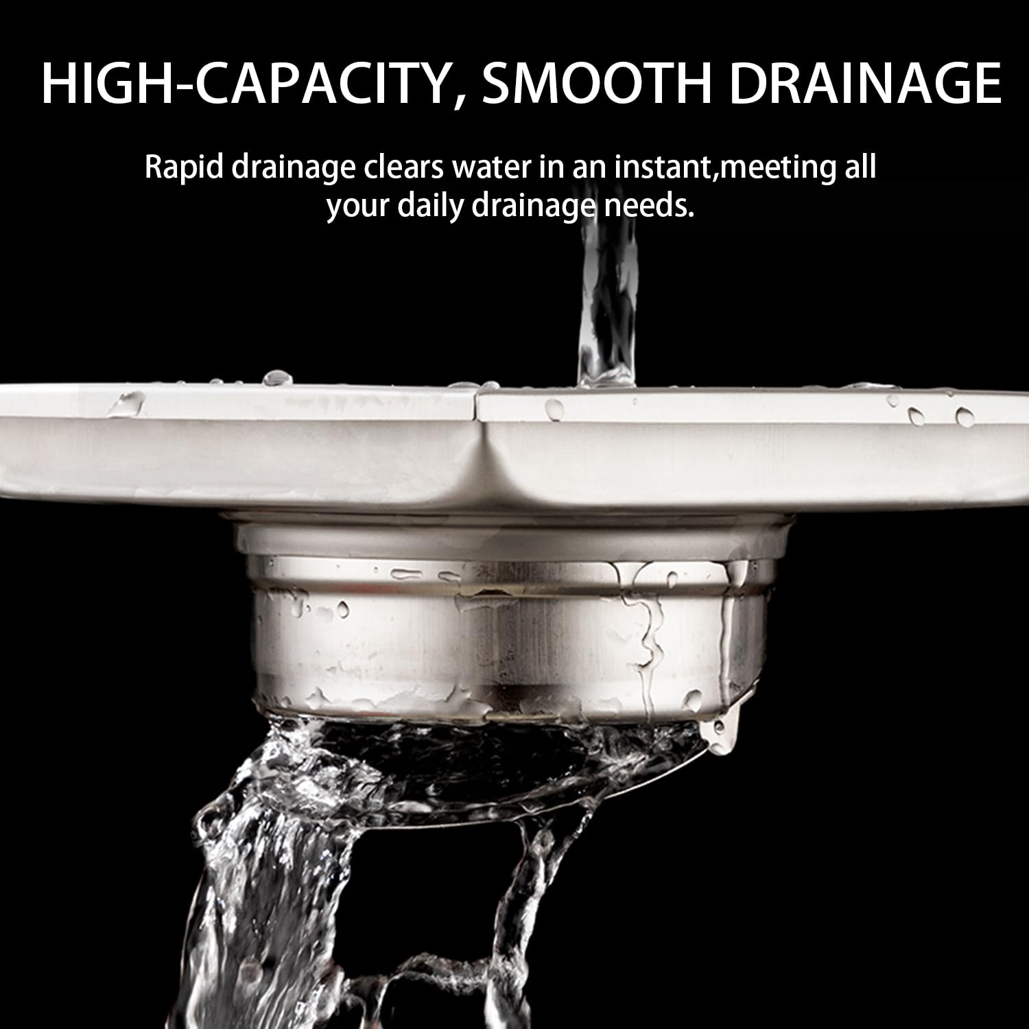 Caniveau de douche carré - 15 x 15 cm - Drain de douche - Siphon 360° avec filtre anti-odeurs et filtre à cheveux - 2 en 1 - Pince en acier inoxydable - Pour salle de bain, cave, intérieur et