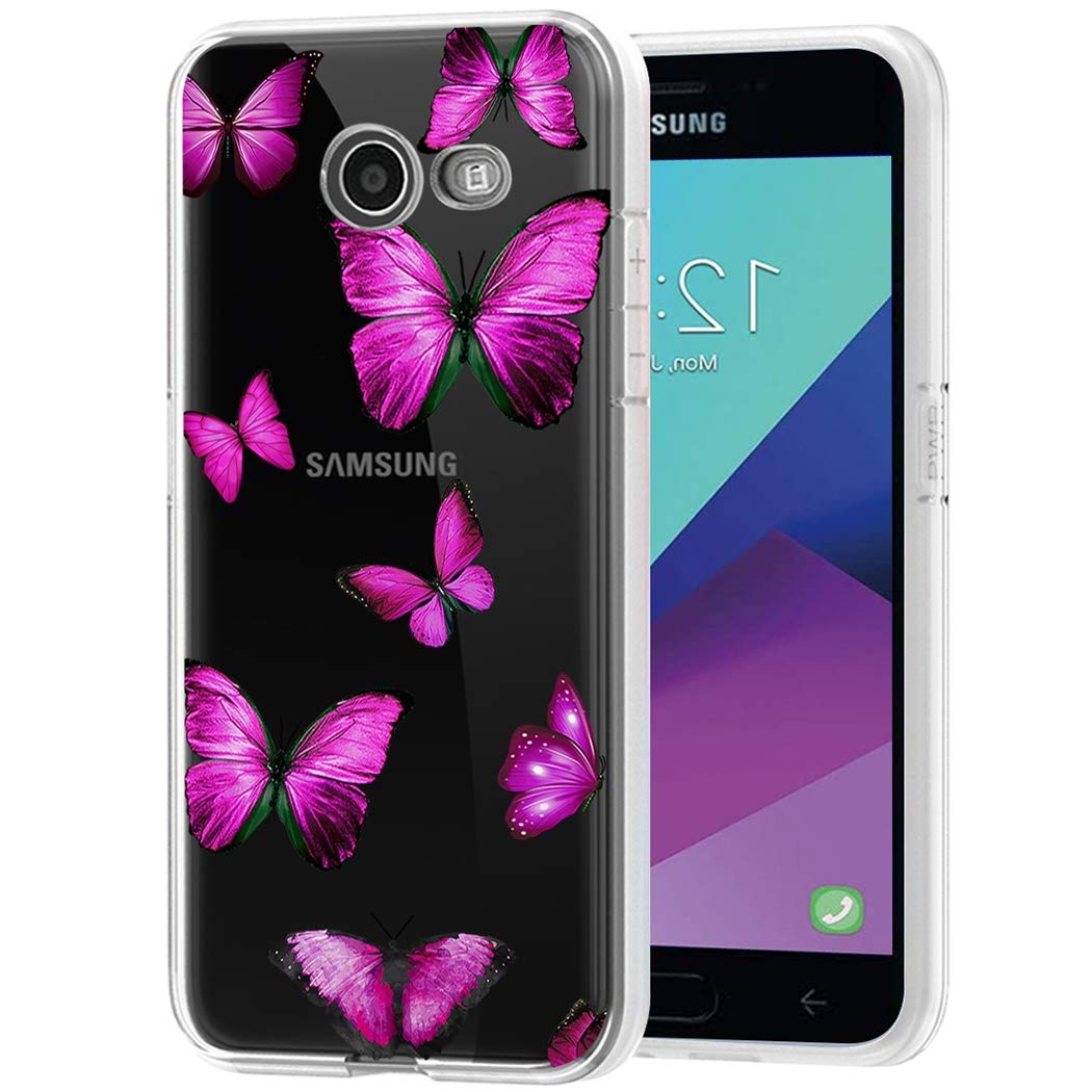 Vokuha Galaxy J3 Prime/J3 Emerge/Express Prime 2/Amp Prime 2/J3 Mission/J3 Eclipse/J3 Luna Pro Case, Cute Clear Slim Soft TPU Back Phone Protective Cover Cases for Samsung Galaxy J3 2017 (Butterfly)