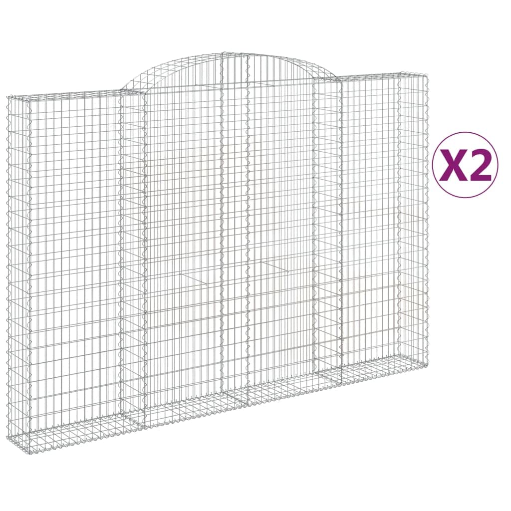 Cesti per gabbioni Archi, 2 pezzi, 300 x 30 x 200/220 cm, ferro zincato | Filo 3,5 mm robusto, ganci rinforzati, parete di sostegno, barriera da giardino