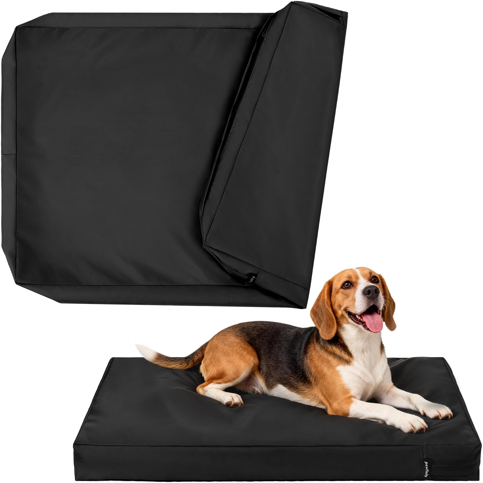 Waterproof Dog Bed Cover Replacement Washable, Easy to Clean, Pet Hair Resistant, Heavy Duty Oxford, Zipper Closure, Indoor/Outdoor Use, Fits 36 Inch Dog Crate - Large, 35"x 22"x 3.5", Black