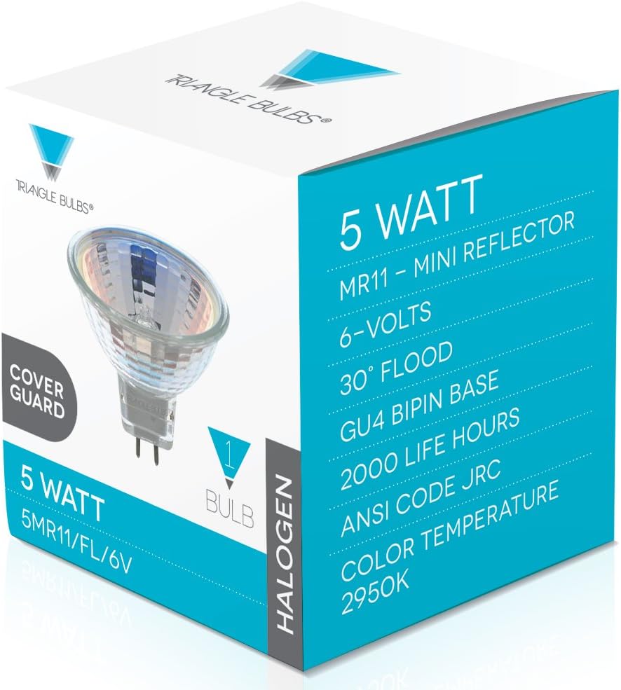 T10127 - 5 Watt MR11 Halogen Light Bulb, 6 Volt, 30 Degree Beam Spread Precision Halogen Reflector Fiber Optic Light Bulb