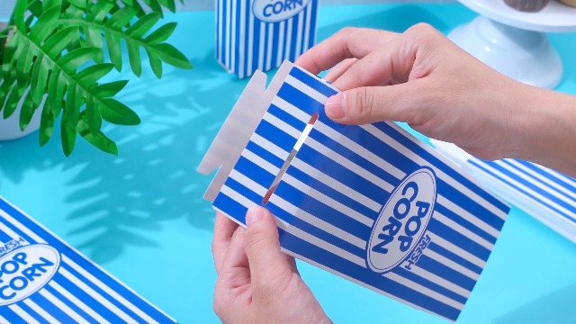 Image of Xinnun 200 Pcs Paper Popcorn Boxes 1oz Oil-proof Disposable Striped Popcorn Boxes Container Leak Proof Paper Holders for Movie Night, Party, Birthday, Wedding (Dark Blue)