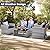 KROFEM 4 Pieces Patio Conversation Set, Outside Rattan Sectional Sofa, Cushioned Furniture Set, Wicker Sofa Ideal for Garden, Porch, Backyard, Grey Color Rattan and Blue Cushion