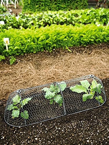 Gardener's Supply Company Chicken Wire Cloche Garden Plot Plants Cover Protector | Sturdy Arch Metal Tunnel Cage Flowerbeds and Seedlings Garden Protection from Wild Animals | 2 Sections Set