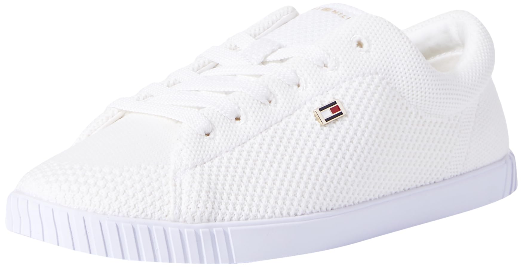Tommy Hilfiger Zapatillas sneaker de punto Mujer Flag Lace Up Calzado, Weiß (Blanco), 36