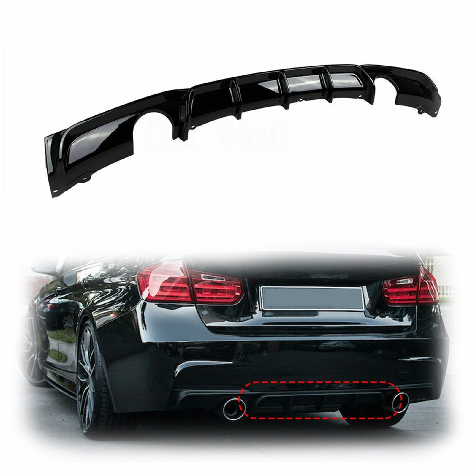 Lèvre de pare-chocs F30 M Sport avec jupe arrière sport noire brillante