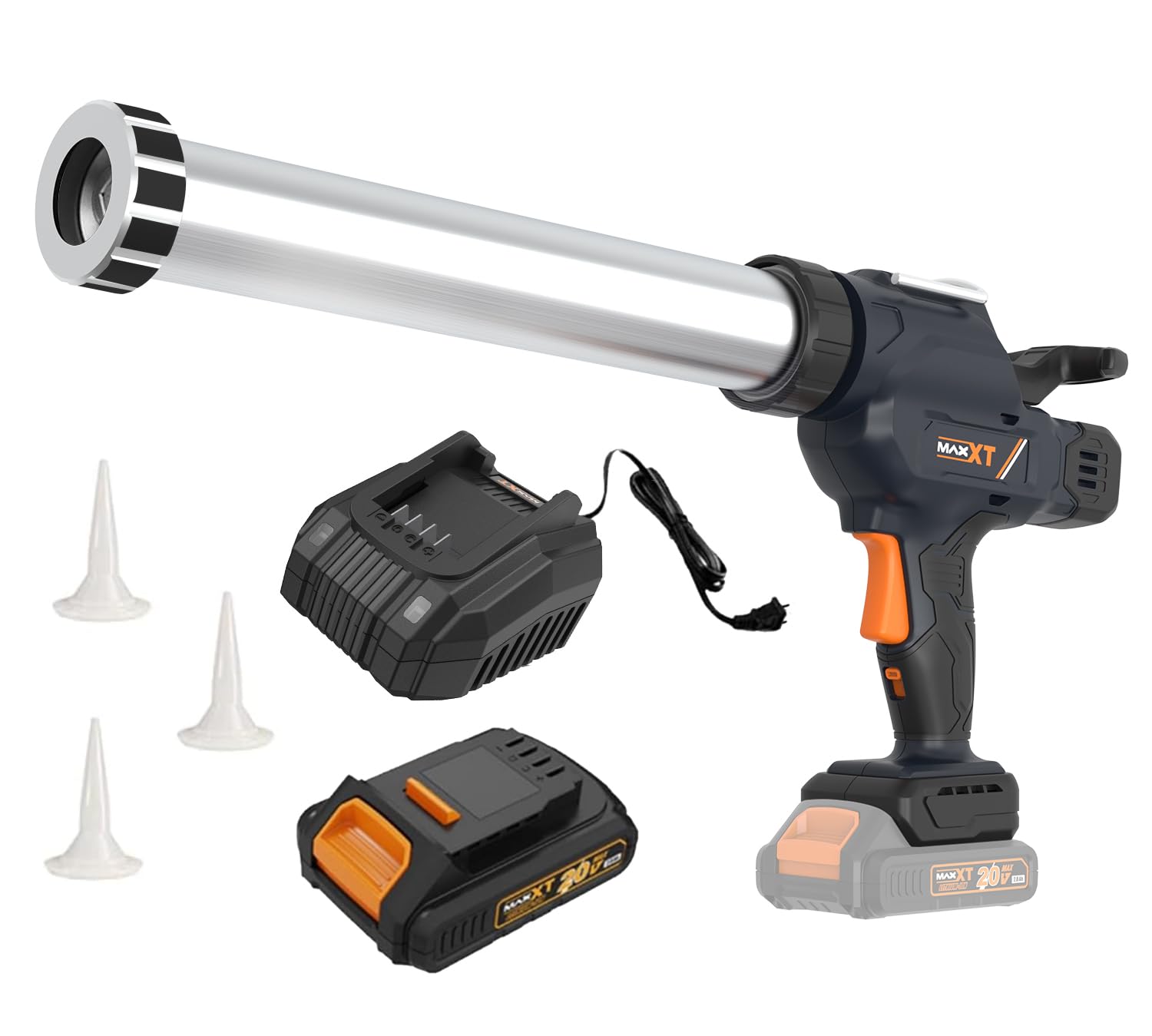MAXXT Cordless Sauage Gun - 2.0AH Battery Included, Caulking Gun Fits 300-600ml Sausage Packs, Anti-Dripping Design