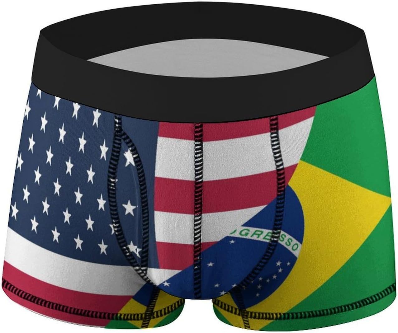 U.S.A And Brazilian Flag Men's Boxer Briefs Novelty Underwear Trunks Short Underpants