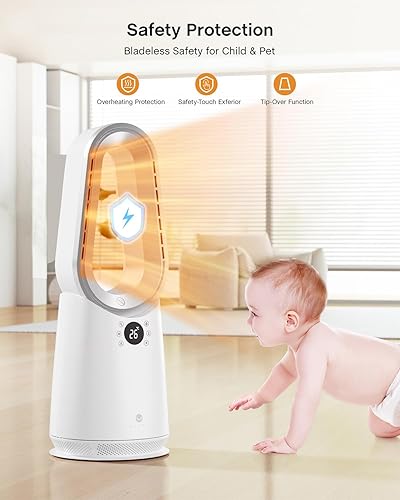 Miniatura 5 de ULTTY - Calentador de espacio, calentadores eléctricos portátiles y ventilador con control remoto, oscilación de 80, 9 velocidades, 3 modos, 8