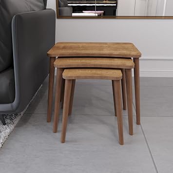 Esma 3-Piece Living Room Zigo Coffee Table & Side Table set Coffee Table Set for Living Room (Walnut)