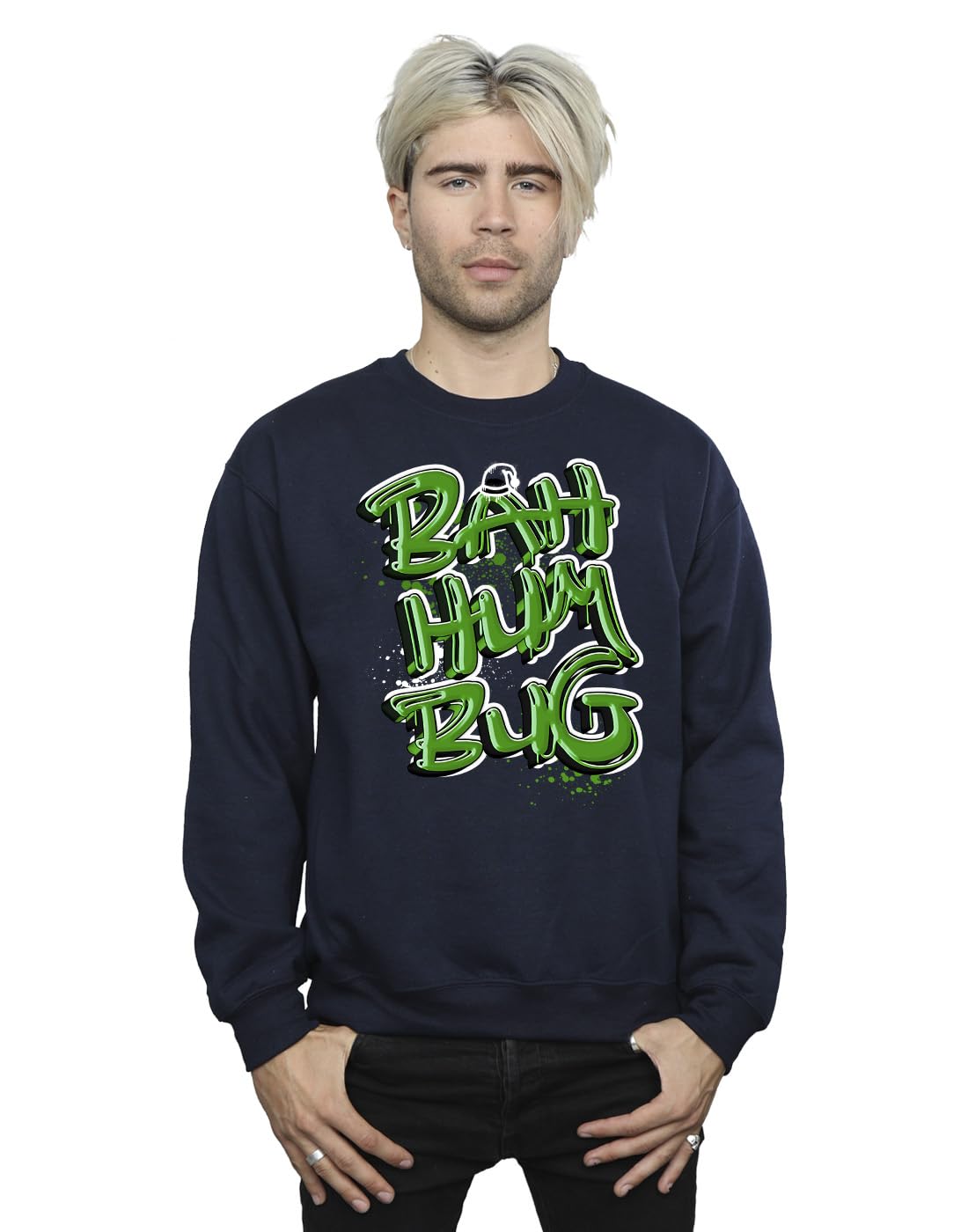 Absolute Cult Christmas Men's Bah Humbug Sweatshirt Navy Blue XXXX-Large