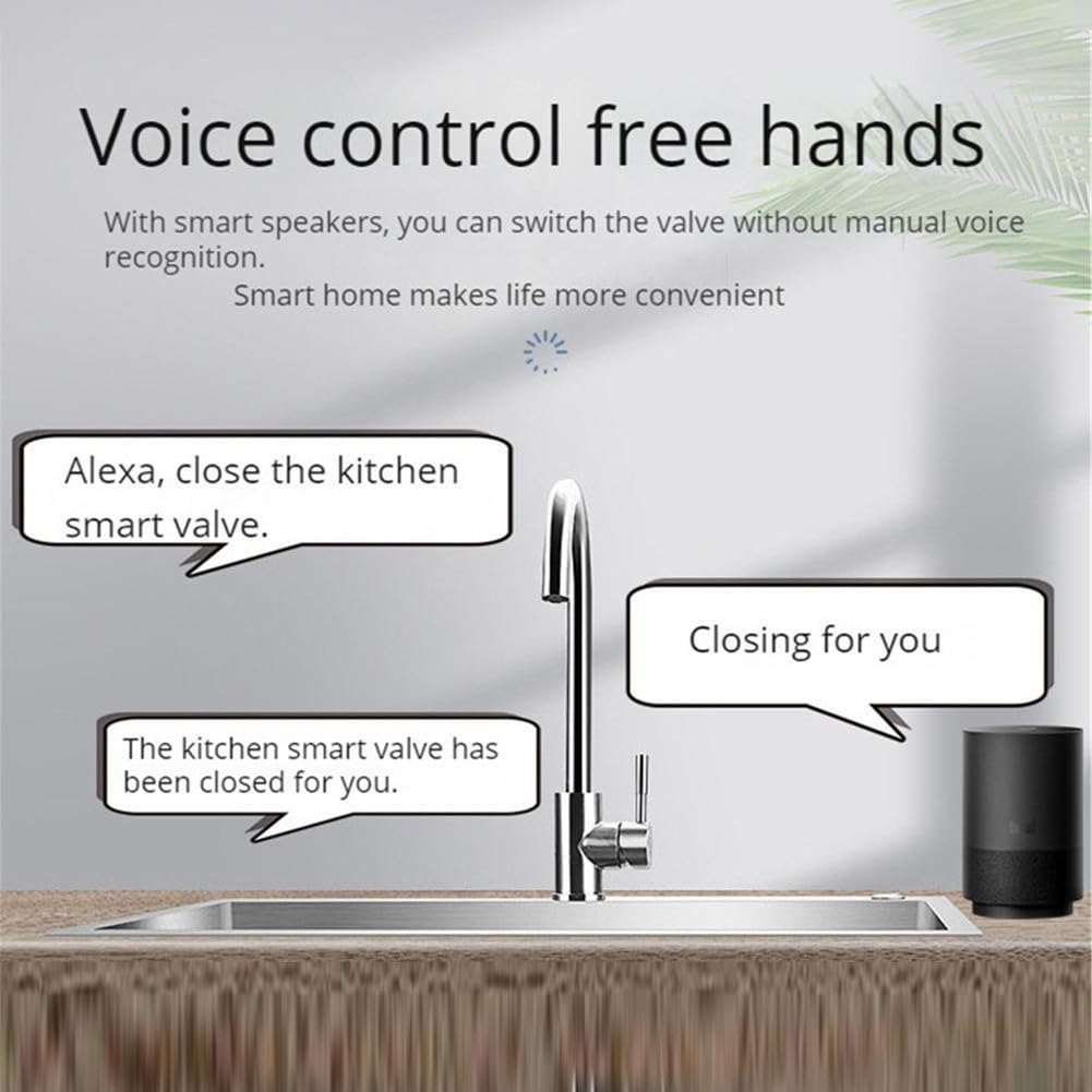 Smart WiFi Water Vavle - Control remoto de apagado de gas, válvula de agua WiFi inteligente para temporizador DN15, DN20, DN25 y función de alarma (DN15)