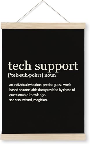 HRQKO Tech Support Definition - Marco para colgar pósteres, arte de pared moderno y minimalista con marcos de madera, regalos de soporte técnico