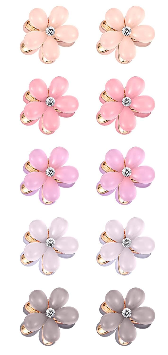 10 PCS Flower Hair Clips for Girls Small Hair Claw Clips Mini Flower HairClip with Crystal Cute Metal Claw Clips Sparkling Hair Barrettes Hair Accessories for Women (16023hb)-image-26