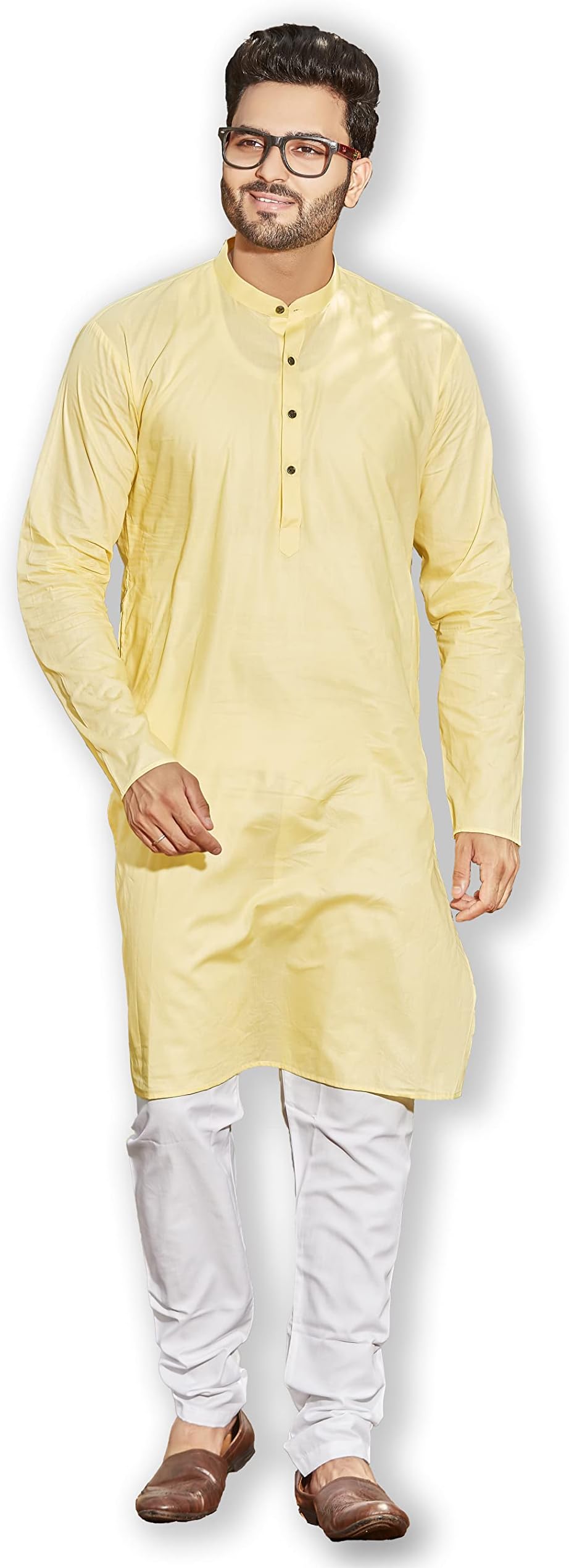 AuthenticsClassic Cotton Ice Collection Kurta Pyjama set, Yellow, Regular Fit