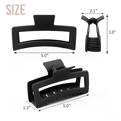 Miniatura 4 de ZYTJ Pinzas de garra extragrandes transparentes de 5 pulgadas para cabello grueso y largo, paquete de 4 pinzas de garra extra grandes, pinzas