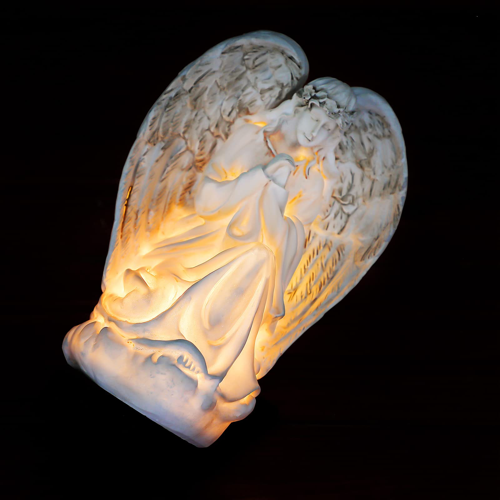2 piezas de ángel de jardín LED luces solares para exteriores, luz eterna, lámpara de césped, impermeable, para exteriores, cementerio, jardín, decoración, patio, césped, camino, figuritas 7