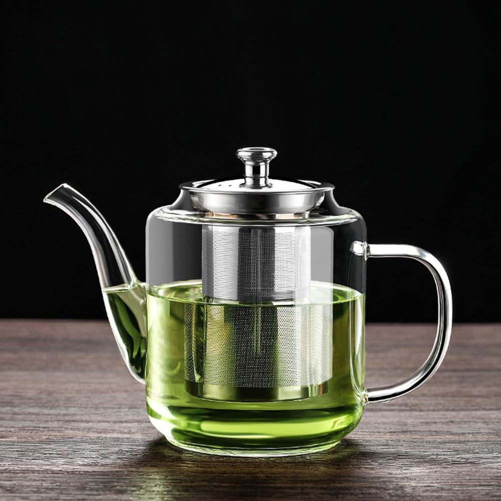 croselyu 650/800/1100ml Glass Clear Tea Pot with Strainer for Loose Tea,1pce (650ml)