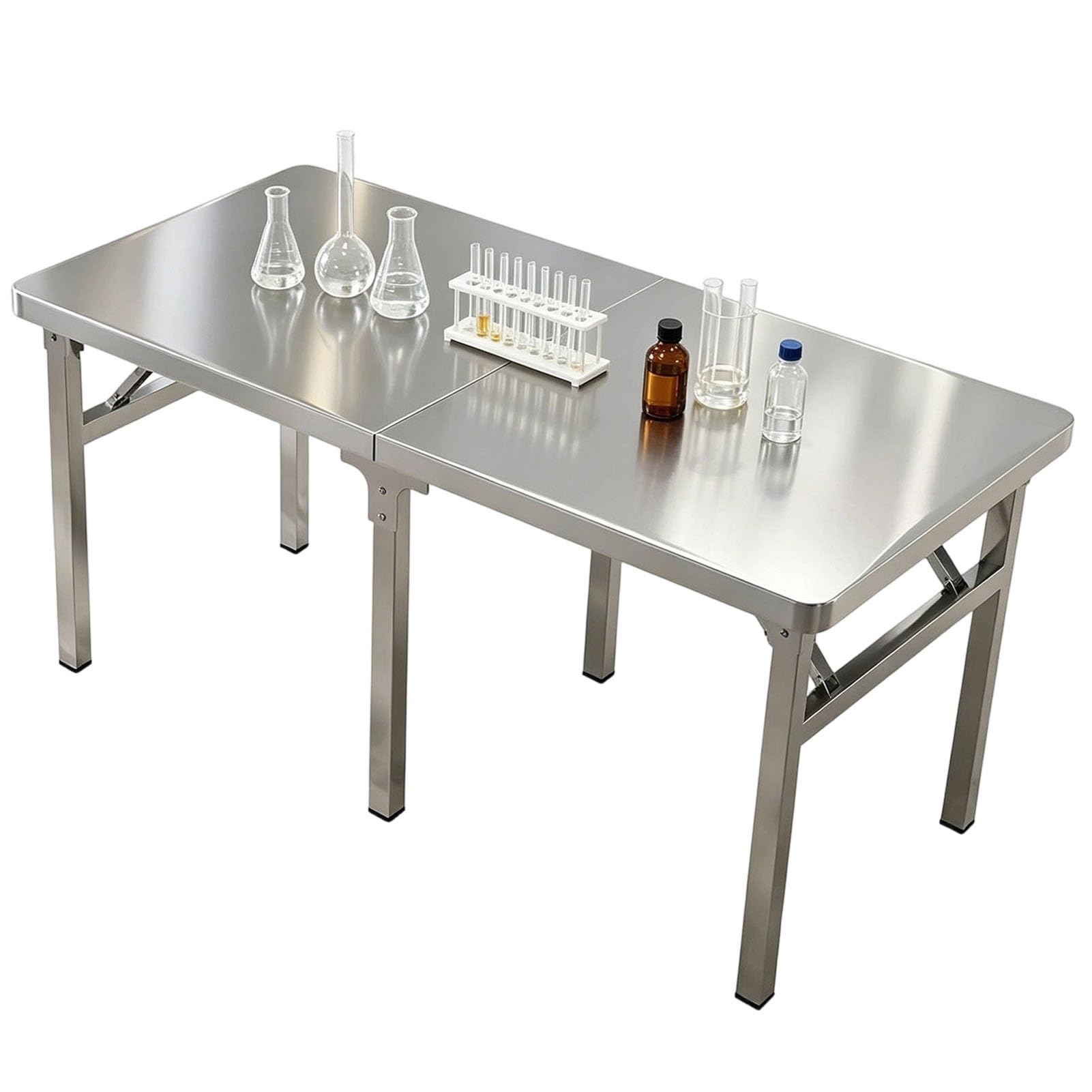 Tavolo Multiuso Pieghevole, Tavolo da Campeggio, Tavolo Portatile per Cucinare all'aperto, banco da Lavoro in Acciaio Inox per la Preparazione di Alimenti, Ideale per Auto, Campeggio, Picnic