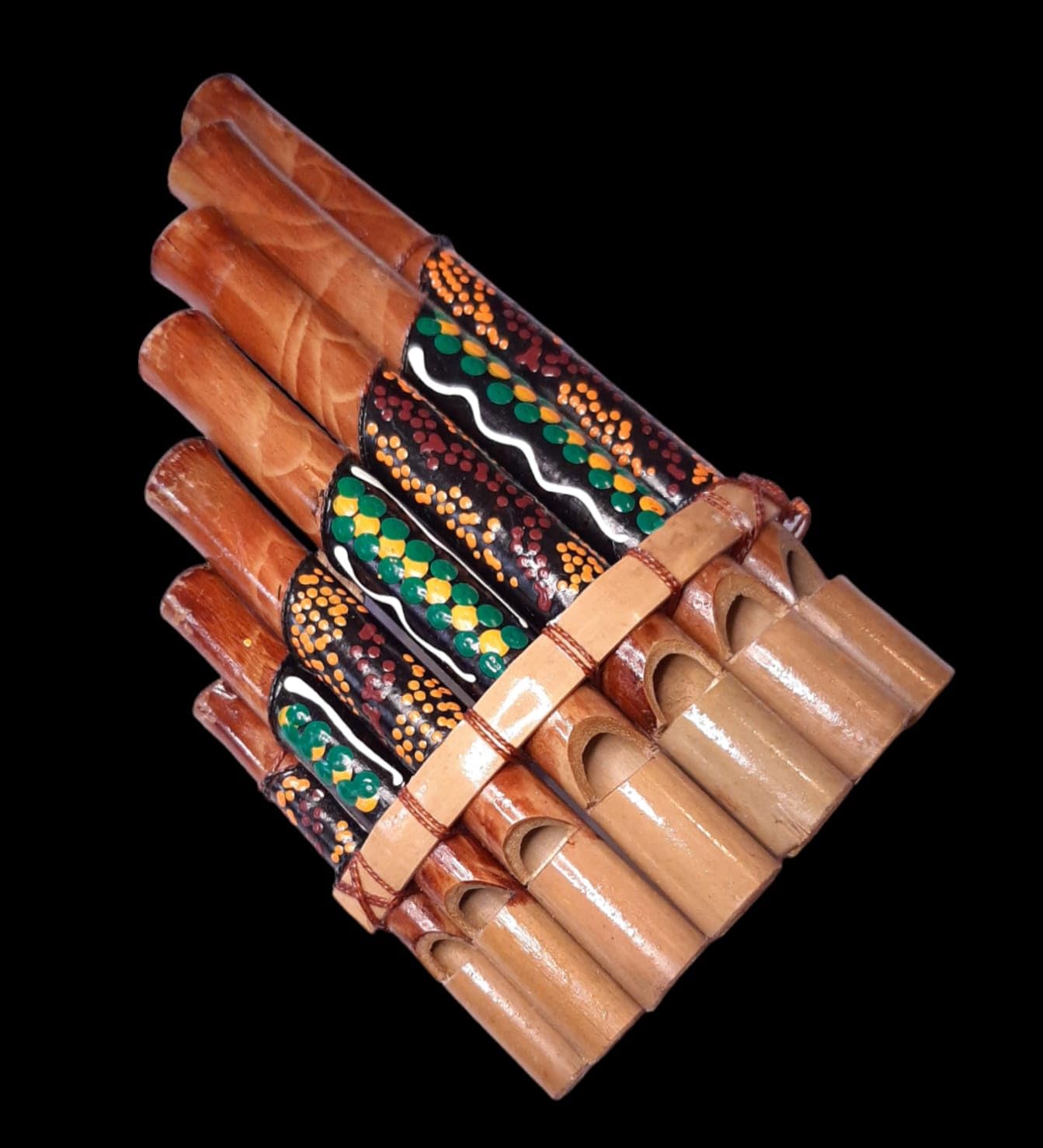 Flûte de pan Péruvienne Artisanale Décorée 7 notes Bambou musique