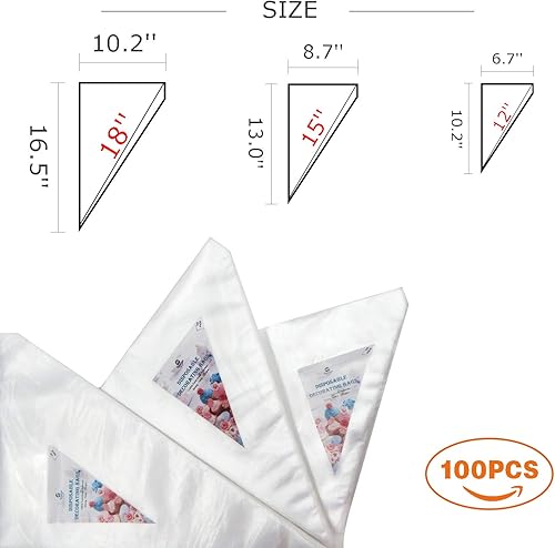 Miniatura 2 de Paquete de 100 bolsas de pastelería  Bolsas de decoración desechables con 3 bolsas de glaseado atadas para todos los tamaños Kit de puntas y