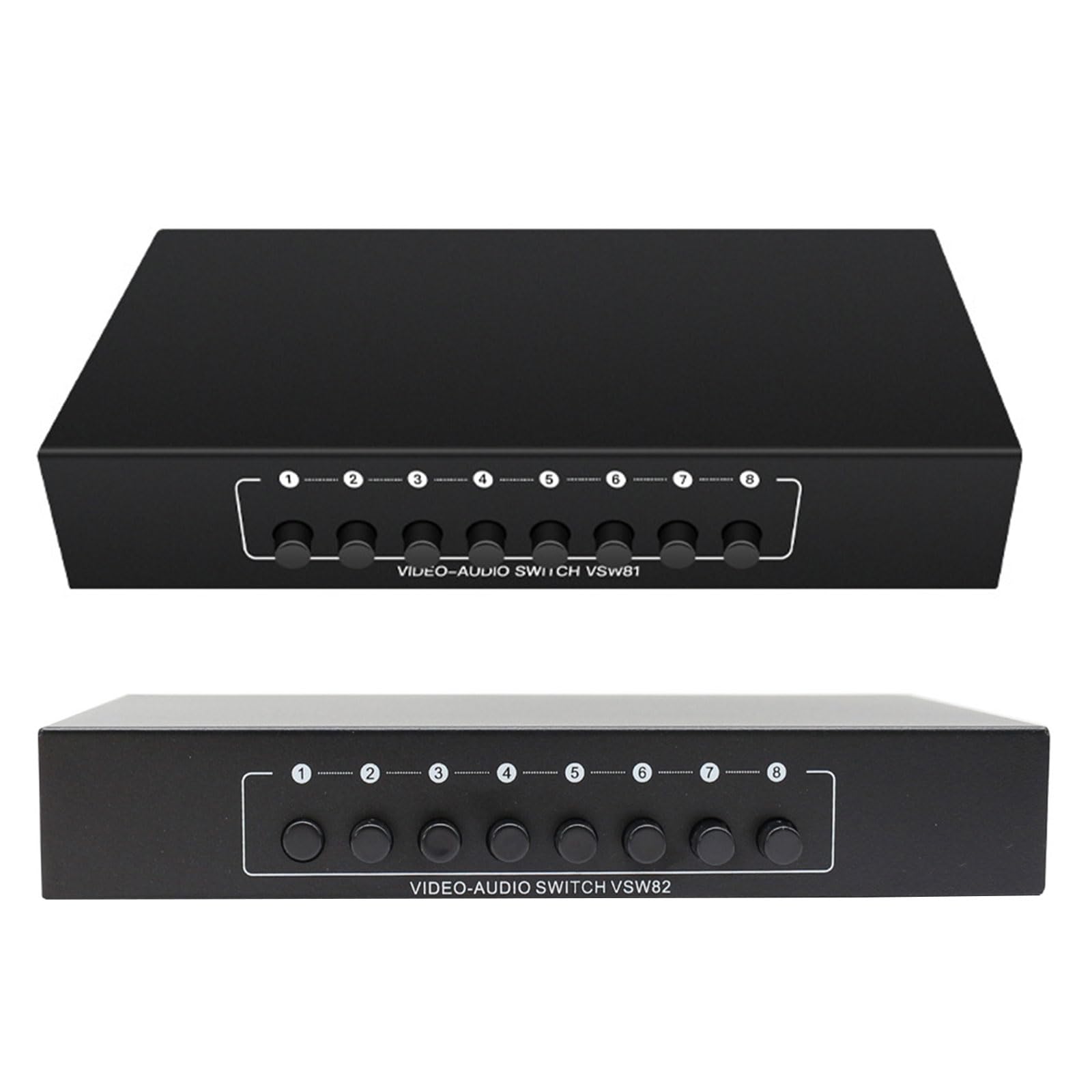 Selector de música de vídeo compacto de metal, 8 puertos, conmutación de señal AV sin costuras, interruptor de configuración de entretenimiento multidispositivo
