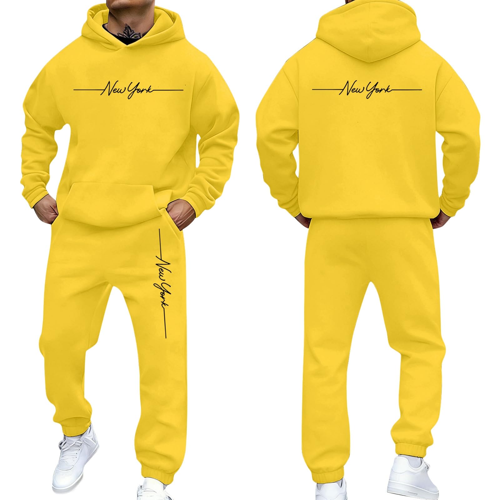 Abito streetwear uomo 2 pezzi, felpa e jogger, comodo e trendy