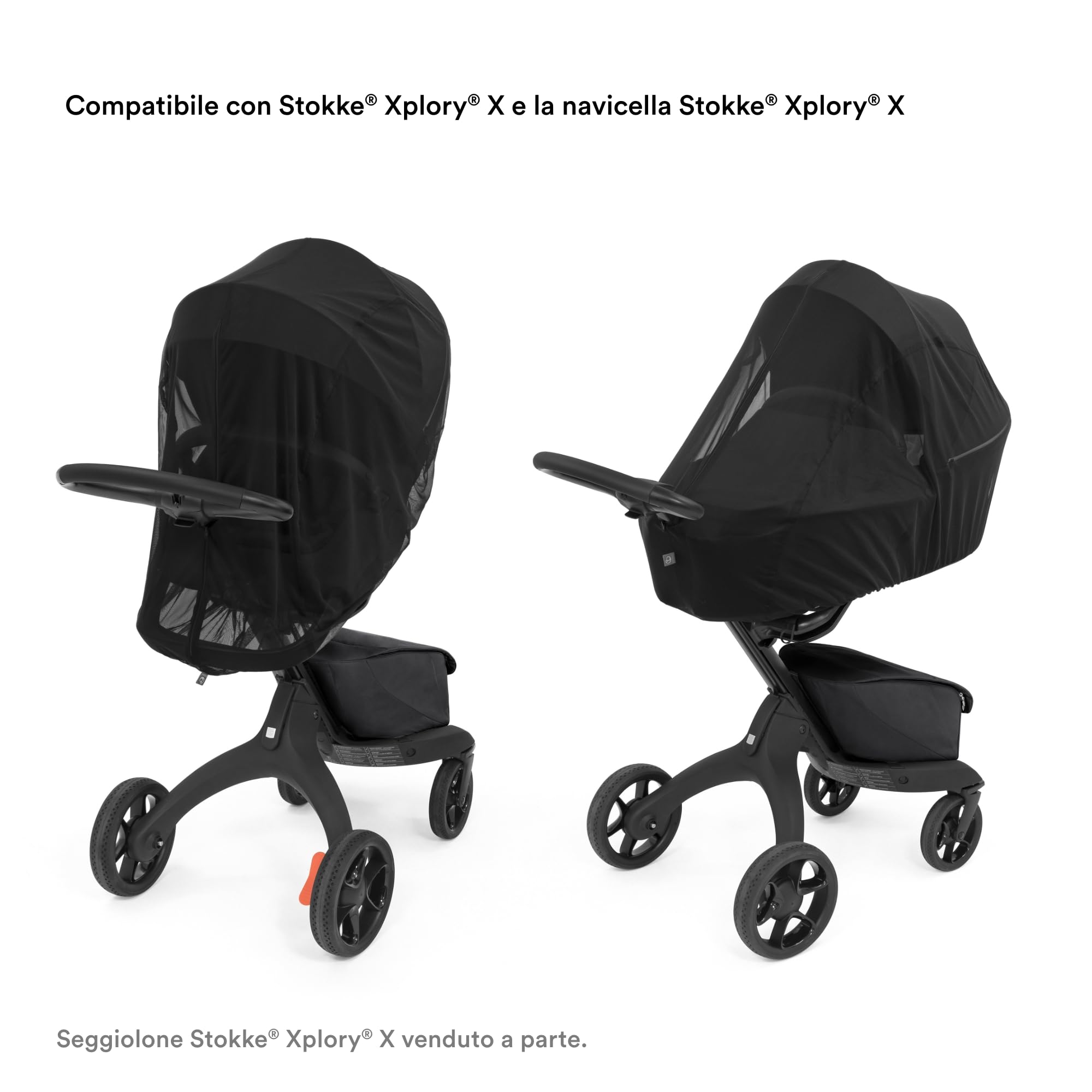 Zanzariera Stokke Xplory X, Nero - Protegge il bambino dagli insetti - Mesh traspirante - Facile da usare, Trasportare e Conservare - Si piega nella borsa accessori integrata