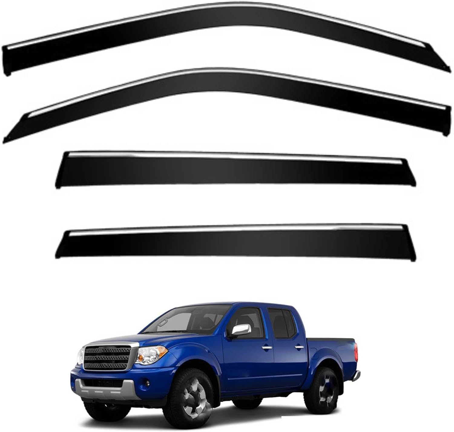 liufangfc Wind Deflectors for Suzuki Equator MK1-D40 2008-2012 – 4pc Tape-On Smoked Visors, Weatherproof, Anti-Salt/Snow, Low-Noise