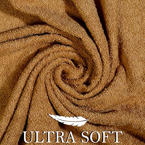Bath Towels Set -100% Cotton-2 Bath Towels, 2 Hand Towels & 2 Washcloths- Large, Quick Dry, Absorbent, Plush, Soft-Home, Spa, Hotel, Pool, Shower - 6 Piece Luxury Bathroom Towels - Light Brown / Beige #TOP1