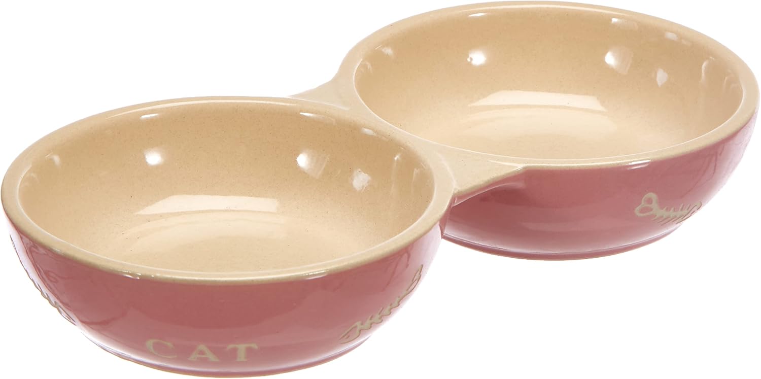 Nobby Cats Ceramic Double Bowl, 22.0 cm