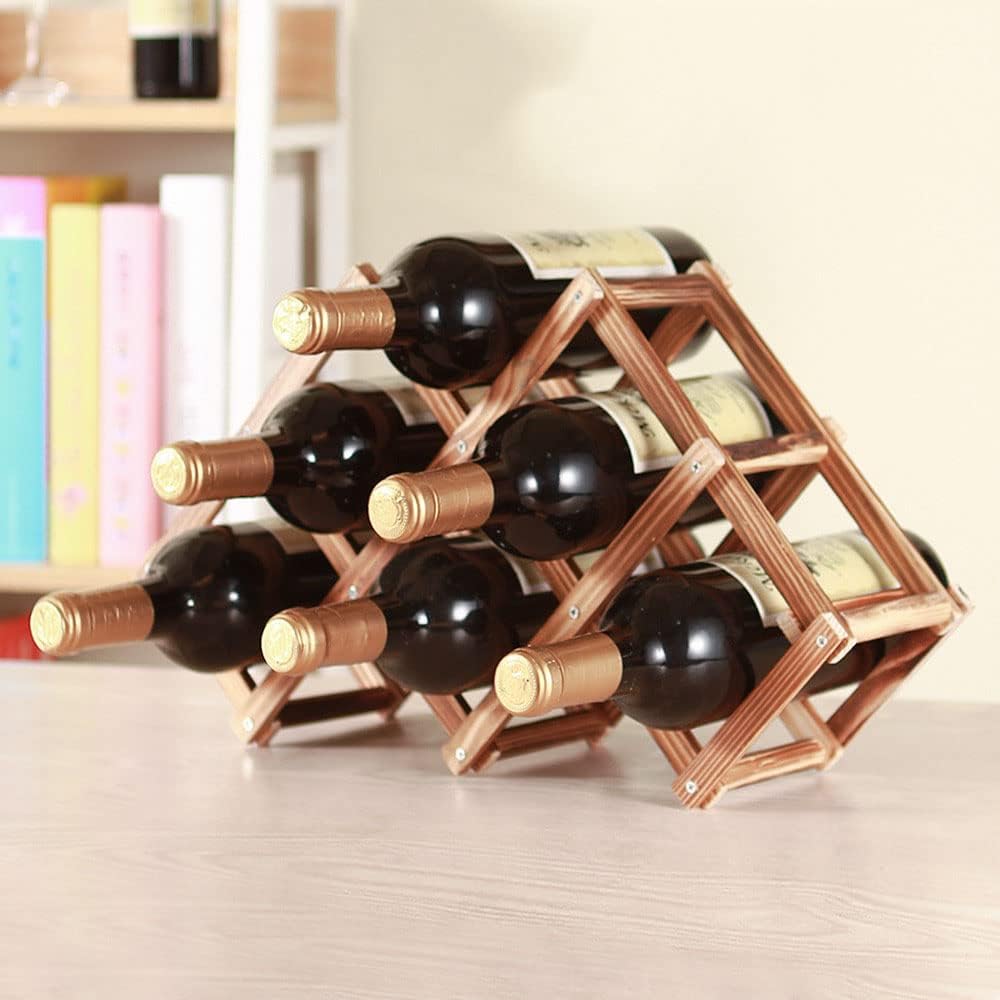 Cokritsm Wine Racks Free Standing, 6 Bottles Foldable Wine Racks, Small