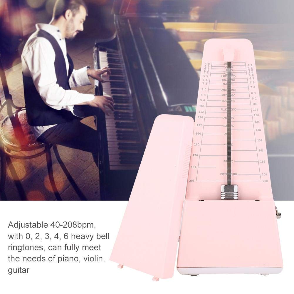 Strumenti metronomo meccanici di precisione in metallo Accessori per strumenti musicali per metronomo per pianoforte, chitarra, batteria, violino, strumento per tutti gli usi(Rosa)