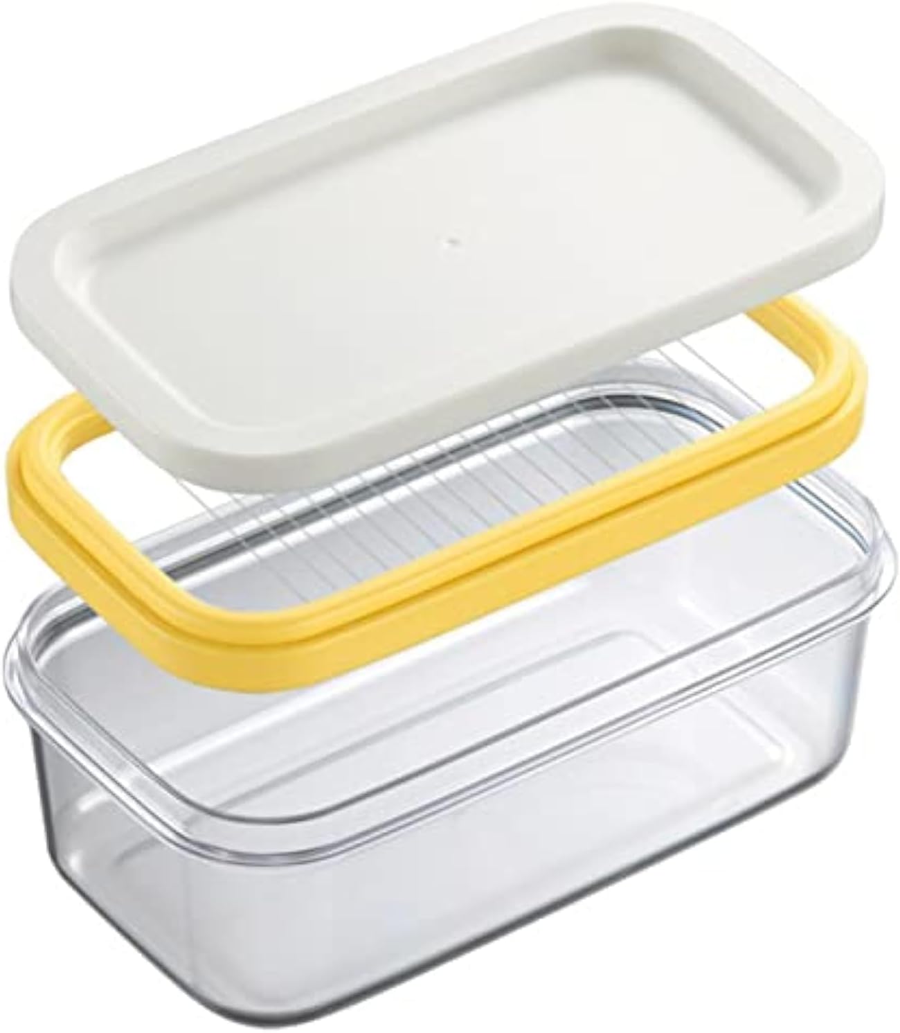 Butter Slicer Cutter Stainless Steel, Butter Dish with Lid, Plastic Rectangle Butter Keeper with Cutter, Stick Butter Container Dish with Lid, Butter Container Butter Box Case for Countertop or Fridge