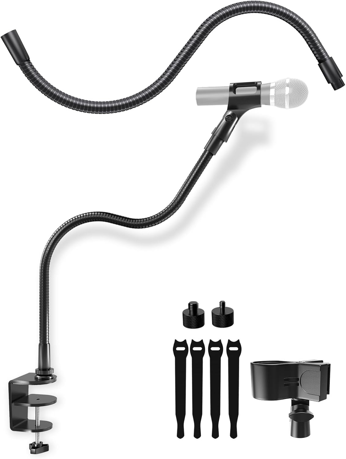 19-inch Gooseneck Microphone Stand with Desk Clamp + 19-inch Microphone Gooseneck (5/8-27 Thread)