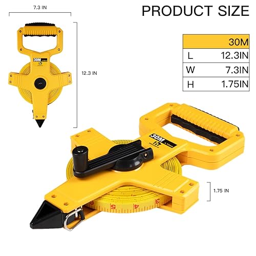 Miniatura 7 de Cinta métrica de fibra de vidrio de carrete abierto, cinta métrica de 165 pies por 12 pulgada, escala métrica para ingeniero, exterior, campo