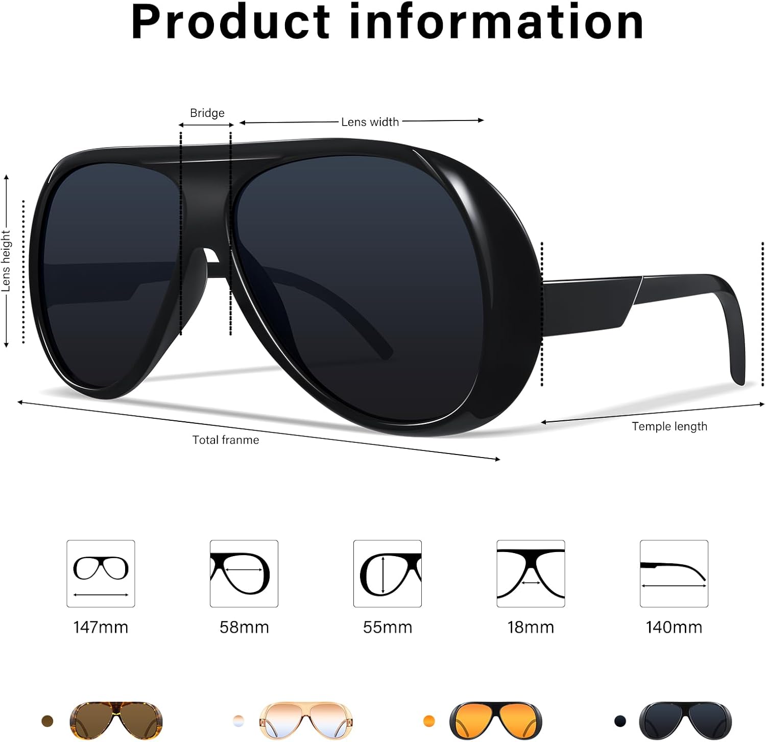 Aviator Sunglasses for Women Retro Oversized Square Sun Glasses for Outdoor Sporting Driving UV400 Protection - Image 6